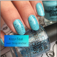 Load image into Gallery viewer, Kiss + Teal over Drop Anchor CND blue nail polish