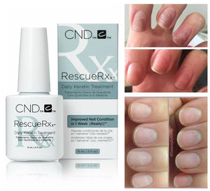 Before & after using CND Rescue Rxx for weak or damaged nails