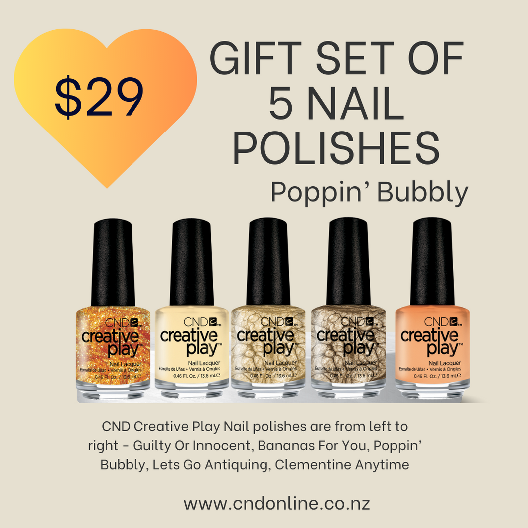 Creative Play Gift Set of 5 Nail Polishes - Poppin Bubbly