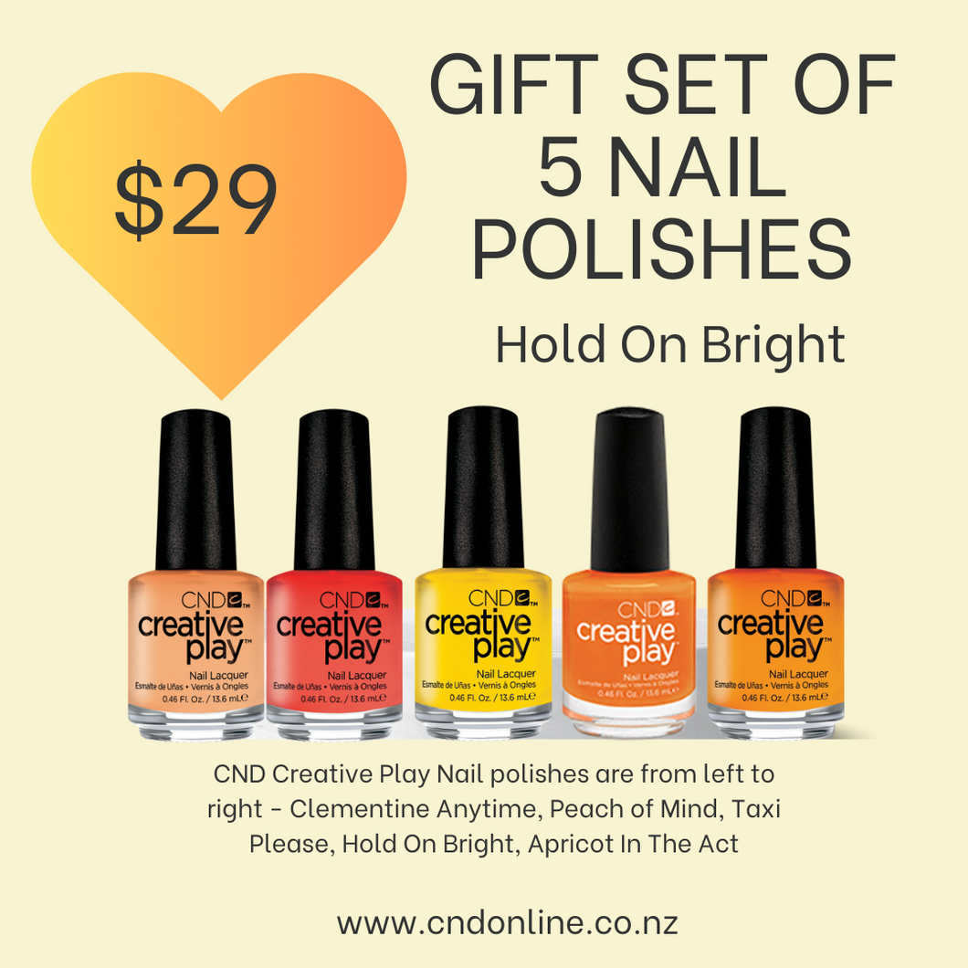 Creative Play Gift Set of 5 Nail Polishes - Hold on Bright