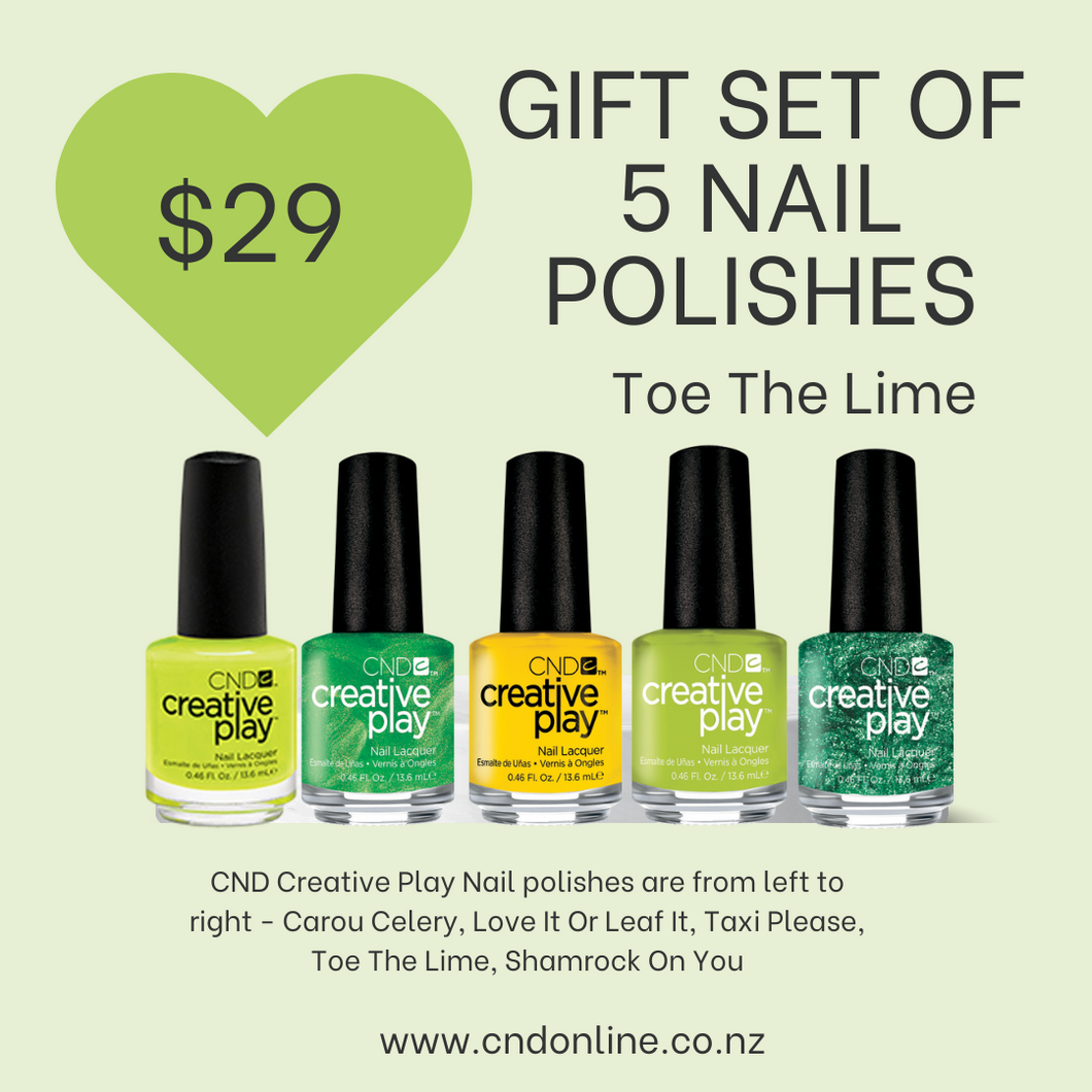 Creative Play Gift Set of 5 Nail Polishes - Toe the Lime