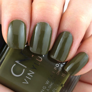 Cap & Gown - CND Vinylux - Dark olive green nails