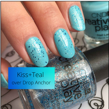 Load image into Gallery viewer, Kiss + Teal over Drop Anchor CND blue nail polish
