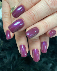 Raisin Eyebrowns CND purple nail polish satin finish