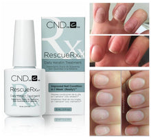 Load image into Gallery viewer, Before &amp; after using CND Rescue Rxx for weak or damaged nails
