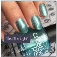 Load image into Gallery viewer, Sea The Light metallic sea green nail polish CND
