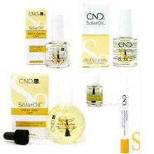 Load image into Gallery viewer, All different sizes and containers of CND Solar Oil
