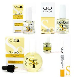 All different sizes and containers of CND Solar Oil