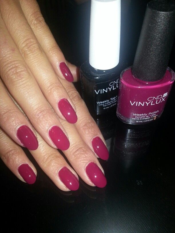 Tinted Love CND Vinylux nail polish dark pink nails